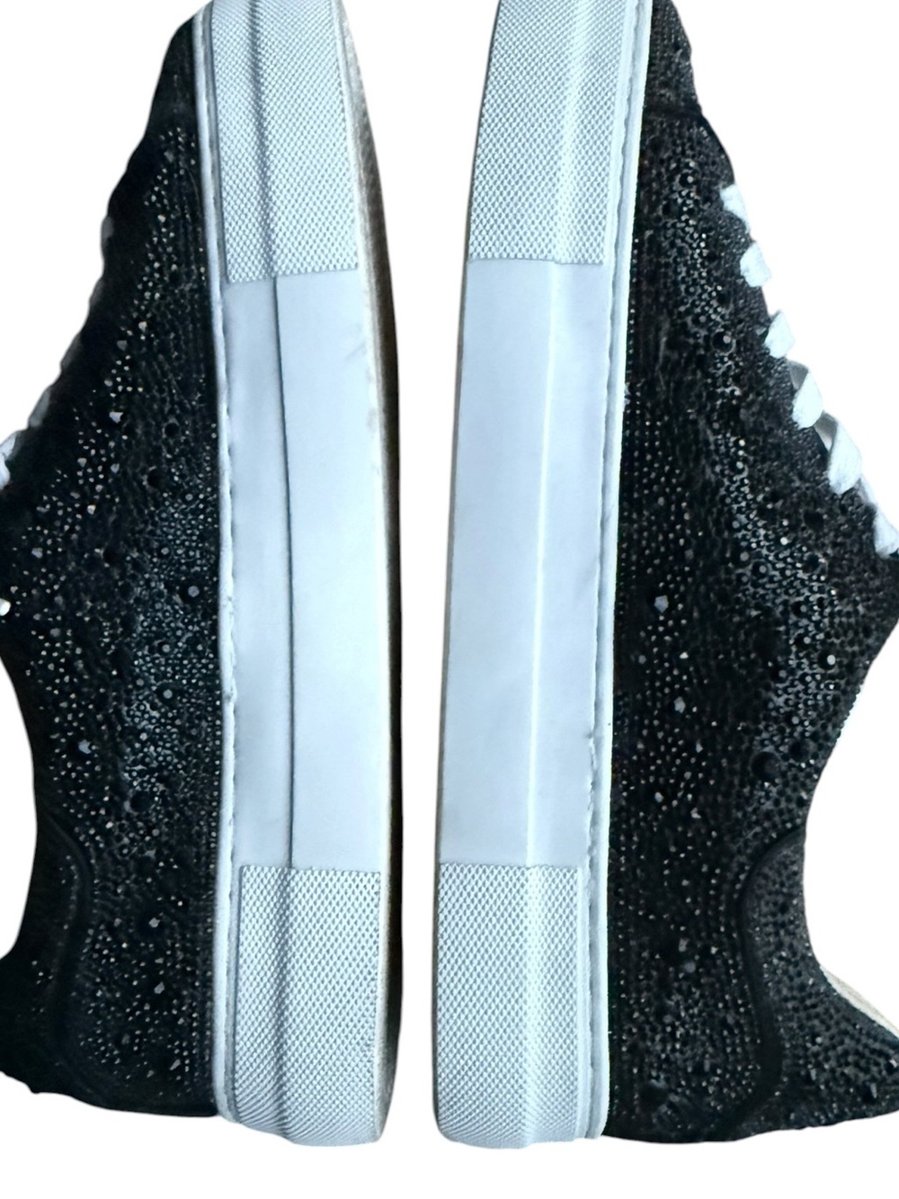 Betsy Johnson “Sidny”  Black sparkle Lace-Up Platform Sneakers - Picture 7 of 9